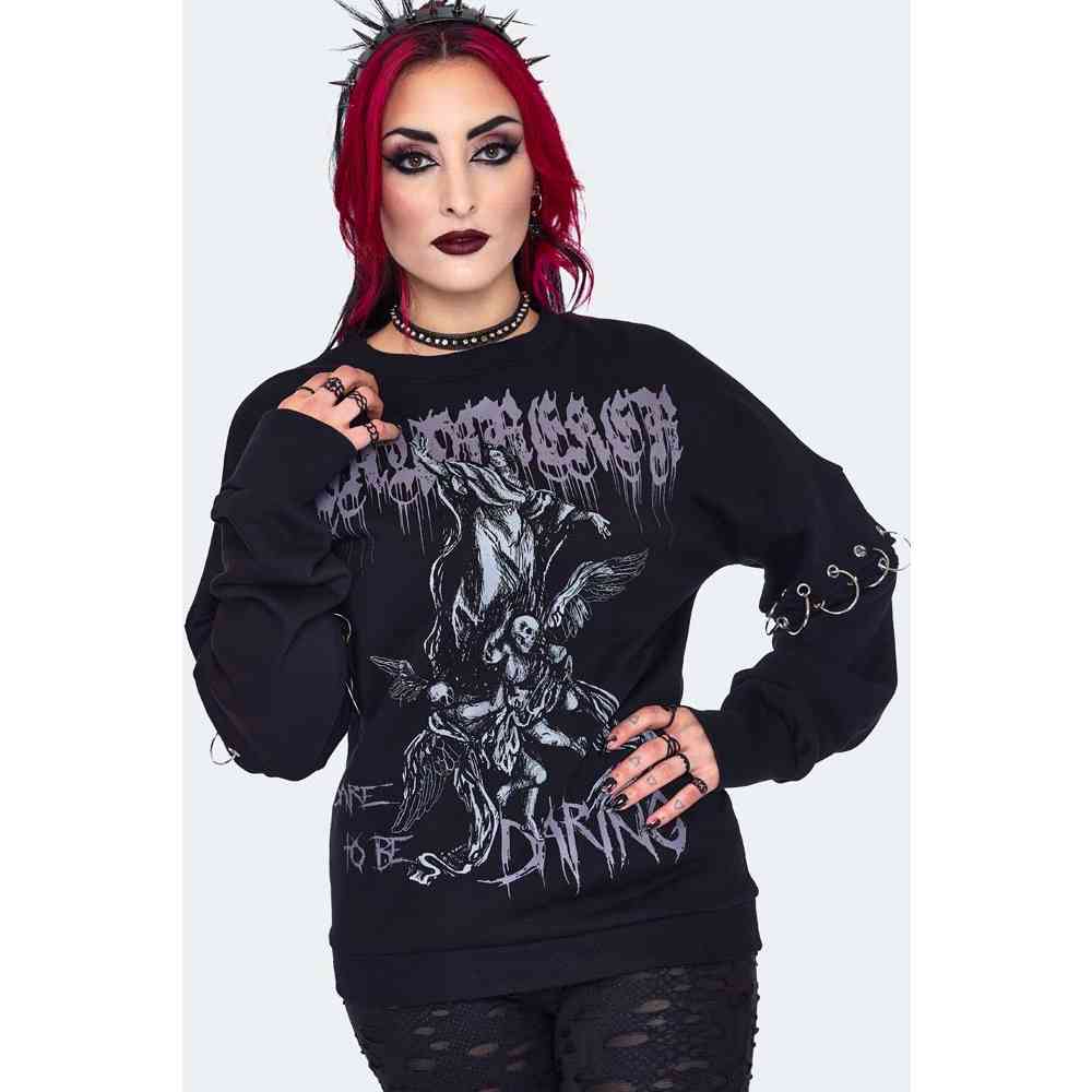 Jawbreaker Jawbreaker Oversized Printed Sweater/trui Zwart Attitu